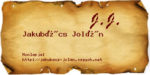 Jakubács Jolán névjegykártya