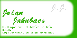 jolan jakubacs business card